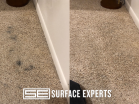 Removal of small black stains from carpet